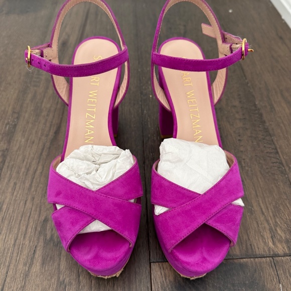 Stuart Weitzman purple suede platform sandals (size 6.5) - Picture 4 of 6